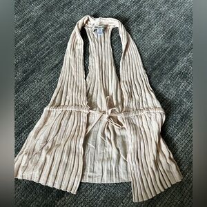 Urban Outfitters Cream/Beige Ribbed shawl neck Knit vest Top